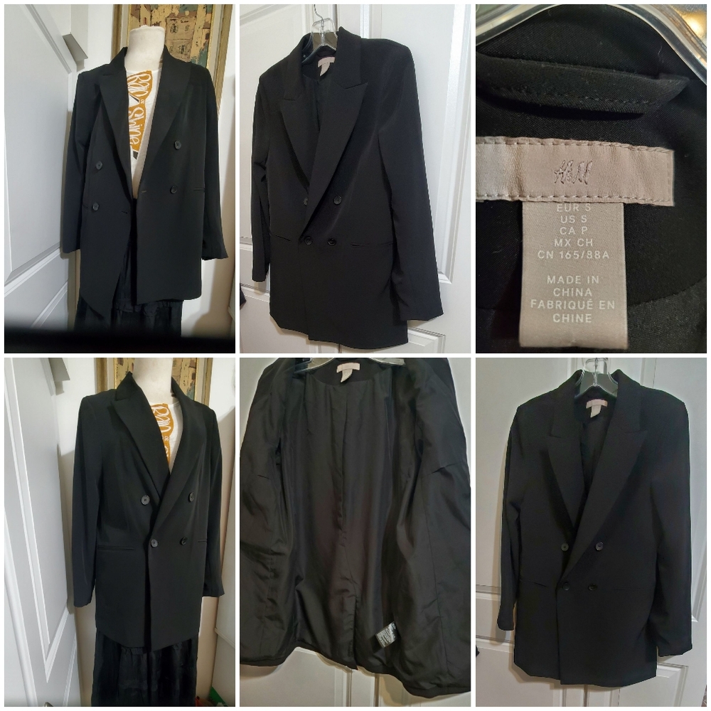 H&M  BLACK WOMEN'S DOUBLE BREASTED JACKET- SMALL